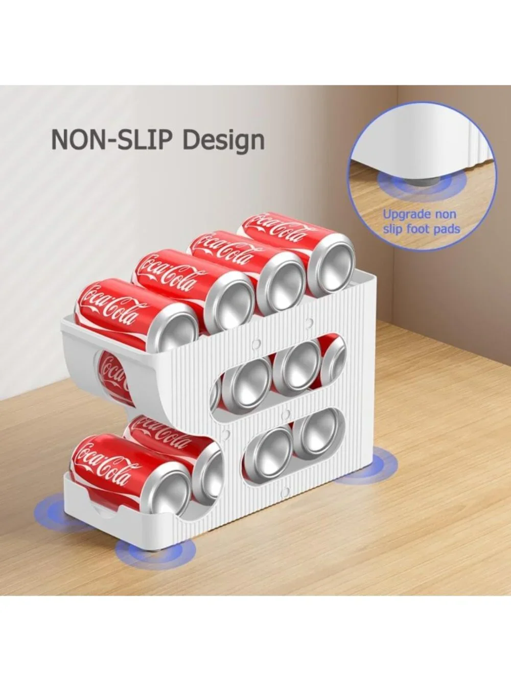 Space-Saving Soda Can Organizer 2-Pack | Automatic Rolling Drink Dispenser for